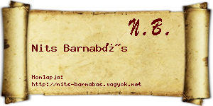 Nits Barnabás névjegykártya