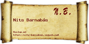 Nits Barnabás névjegykártya